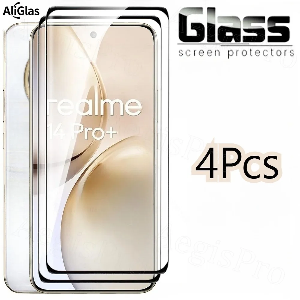 4Pcs Curved Glas for Realme 8 11 12 14 Pro Plus Tempered Glass for Realme 10 13 Pro GT2 GT5 Pro Anti-Glare Case Friendly Glass
