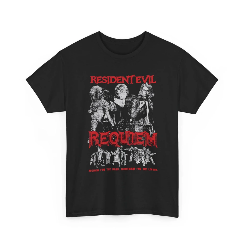 Resident Evil Requiem T-shirt, Lyon S. Kennedy Zombie Horror Pattern T-shirt, Retro Pattern Printed T-shirt
