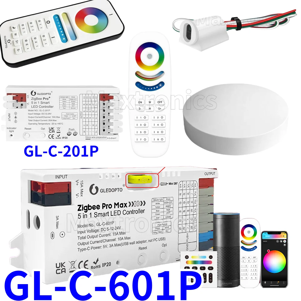 

GL-C-201P/GL-C-601P/GL-RC-006Z App Voice for RGBCCT RGBW RGB CCT Dimmer LED Strip LightNEW 5in1 ZigBee 3.0 Pro LED Controller