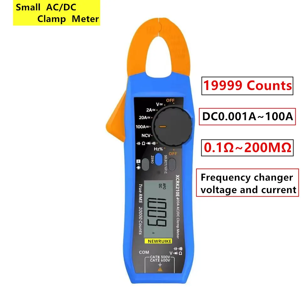 XCRK210E + multímetro Digital grabador de abrazadera de corriente CA/CC de alta precisión, multímetro portátil de diodo VFC de valores eficaces verdaderos NEWRUIKE cm2100
