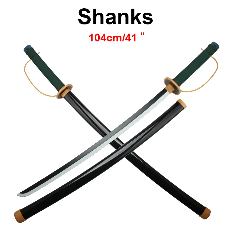 Roronoa Zoro Katana 104 cm/41 inch rollenspel rekwisieten met zwarte riem en houder Shanks Roger bamboe mes speelgoedzwaarden