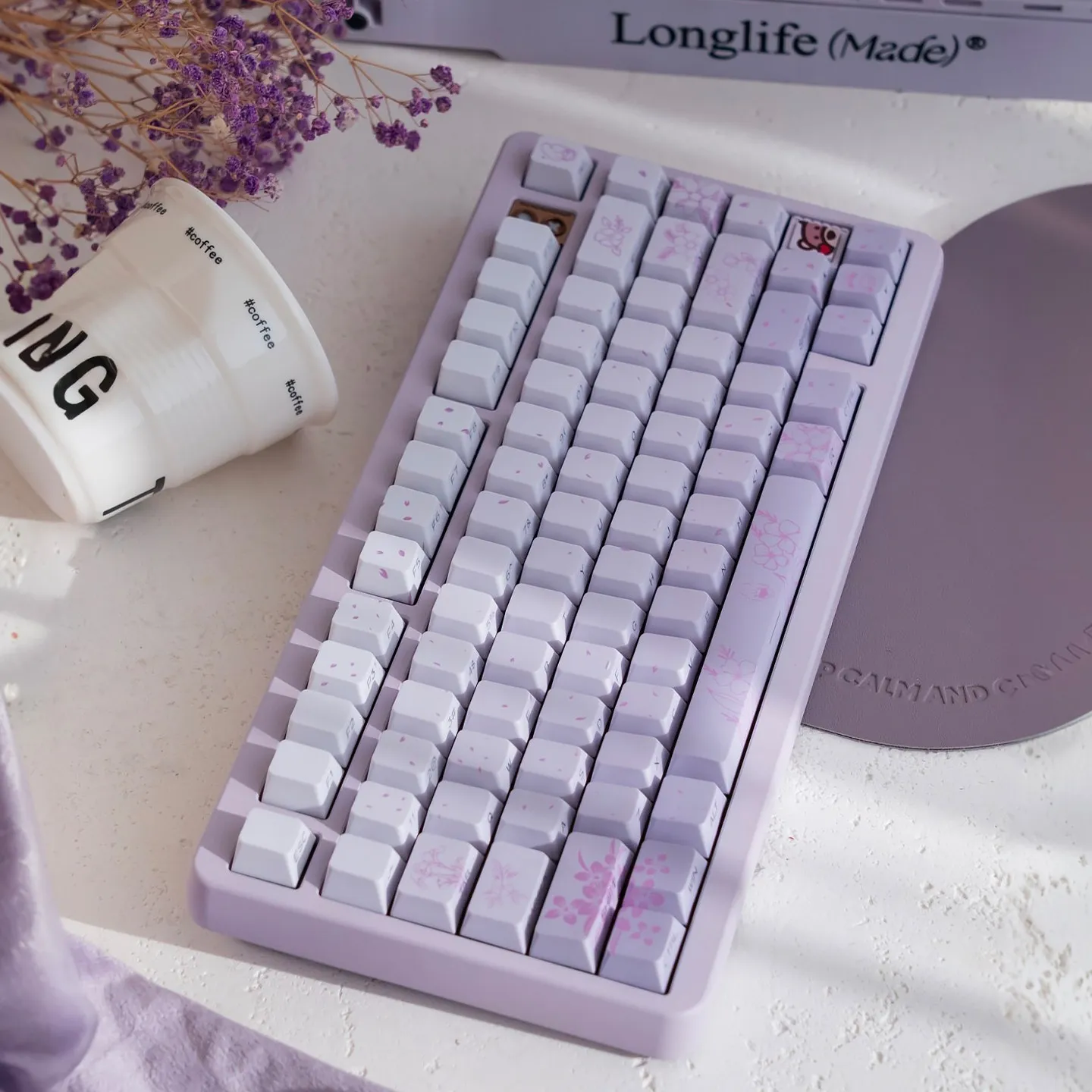 

Градиентные фиолетовые колпачки для клавиш Dye-Sub Cherry Profile Колпачки для клавиш из ПБТ с боковой печатью, блестящие наборы колпачков для механической клавиатуры MX