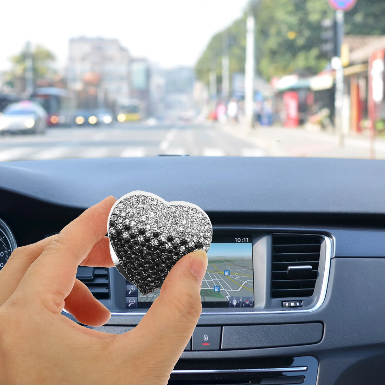 

Bling Heart Car Push to Start Button Cover Sparkly Rhinestone Engine Ignition Protection Scratch Resistant Easy Install Interior