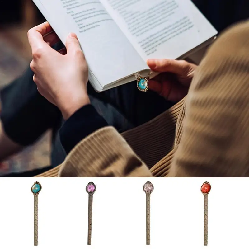 Classical Handmade Retro Dried Immortal Flowers Metal Bookmarks Multifunction Ruler Bookmarks Office Supplies Desk Accessories