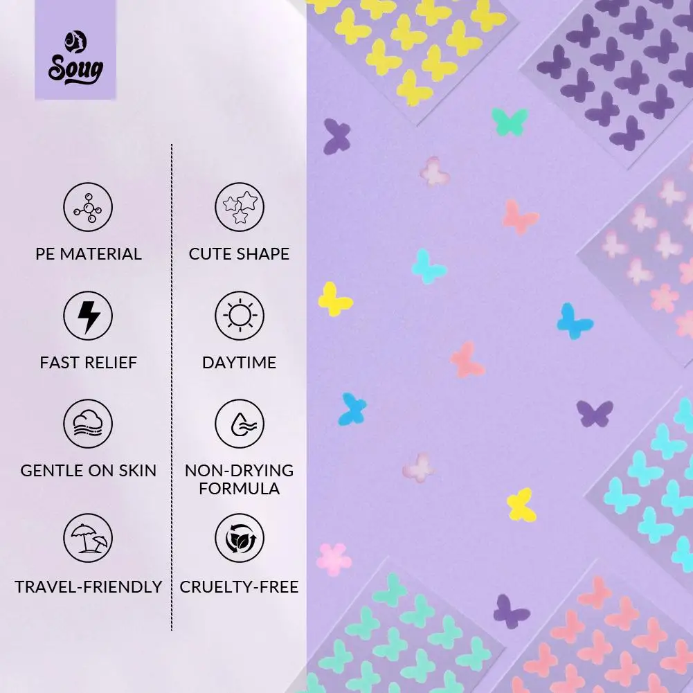 120Pcs Butterfly Shape Acne Pimple Patch Stickers Blemish Spot Concealer Cover 0.1mm Acne Treatment Pimple Remover Skin Care