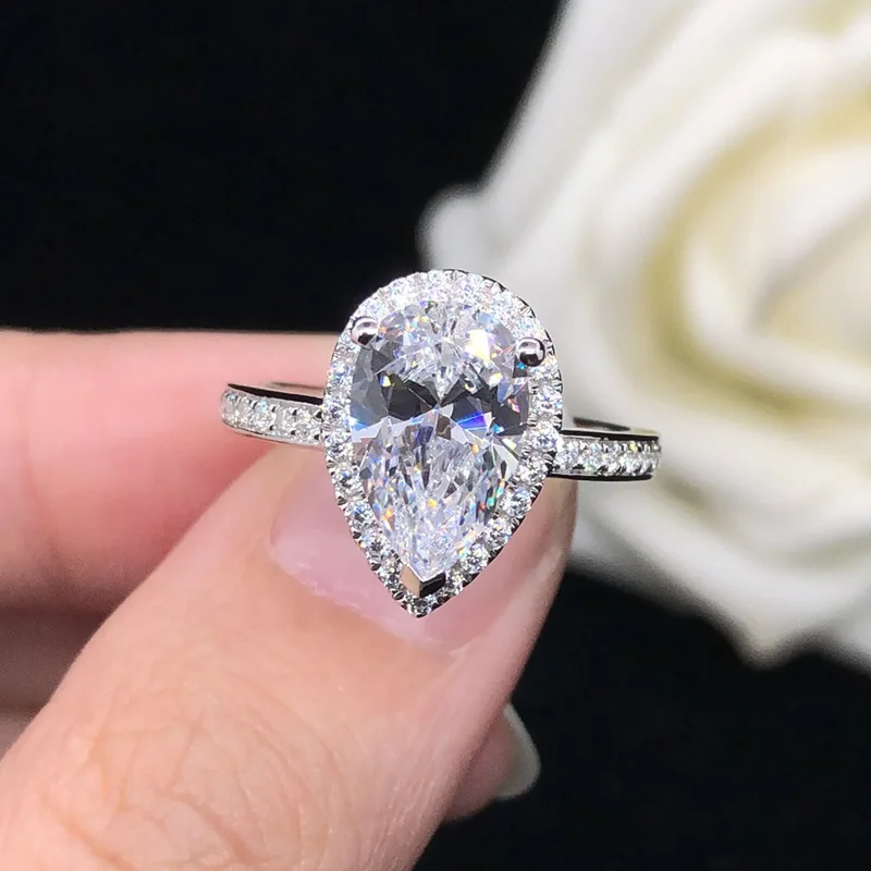 

3-каратное женское кольцо с муассанитом в форме груши, платина PT950, сверкающее и изящное