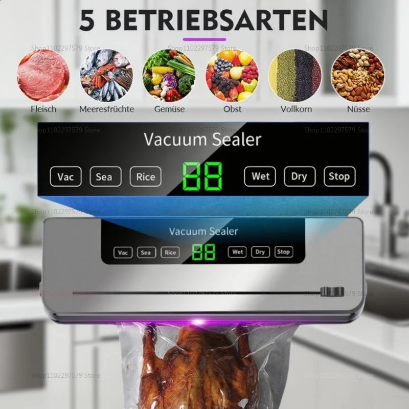 Electric Household Vacuum Sealing Machine Wet /Dry Food Preservation Anti-Deterioration Vacuum Sealing Kitchen Packaging Tool