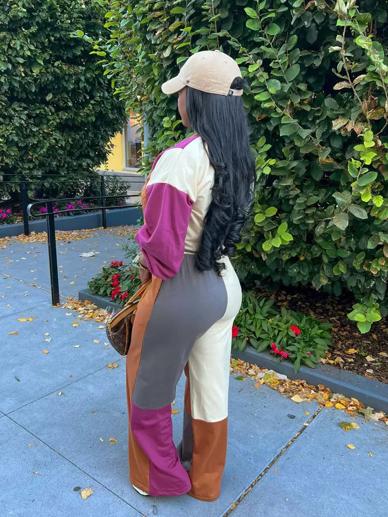 Women's New Colorblock Two-Piece Sports Suit, Machine Washable, Suitable for Spring and Autumn