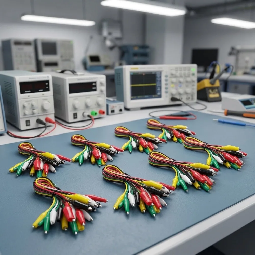 Nickel Plated Steel Clips Multi-colored Test Leads High Conductivity Connection Flexible Gripping Handle Device