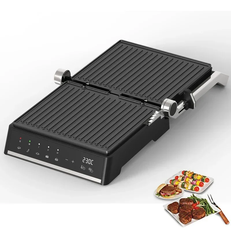 Digital Indoor panini grill multi function with touch screen Electric sandwich press Smokeless BBQ Grill Contact Grill