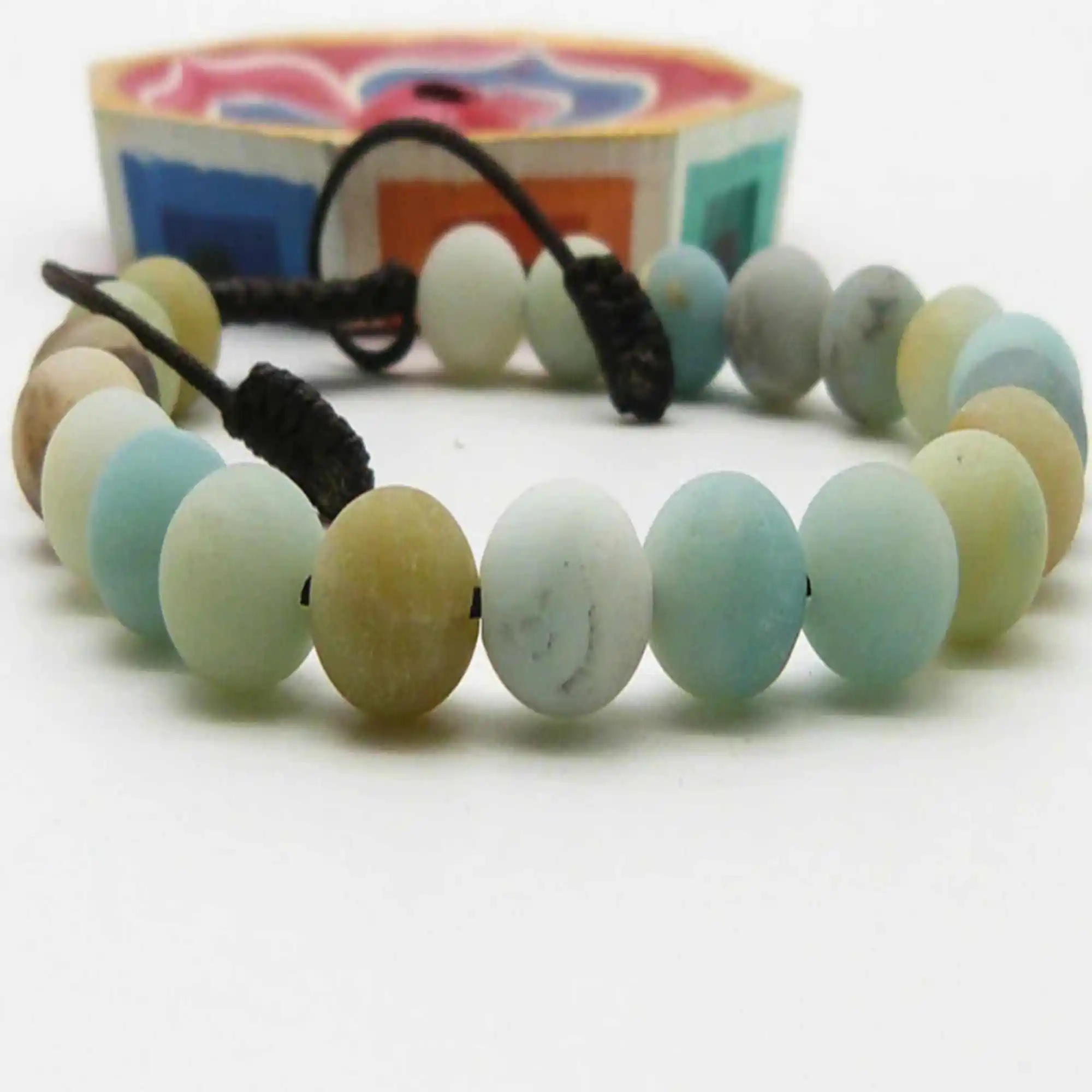 

8mm Natural round Amazonite gemstone beads Bracelet Lucky Beaded Energy Handmade Bless Taseel Calming Wristband Prayer Men