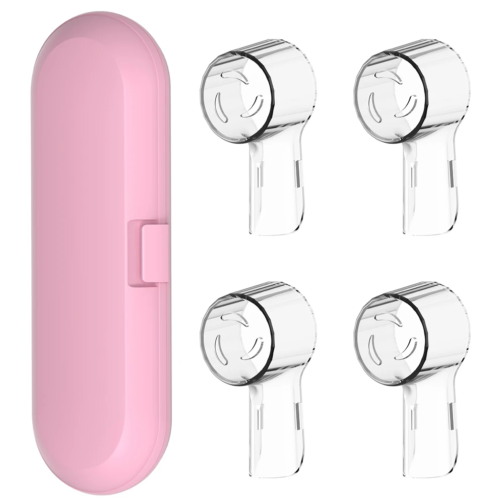 Reusable Toothbrush Travel Box & Brush Heads Dustproof Covers Protective Cap, Compatible with Oral B & iO Electric Toothbrushes