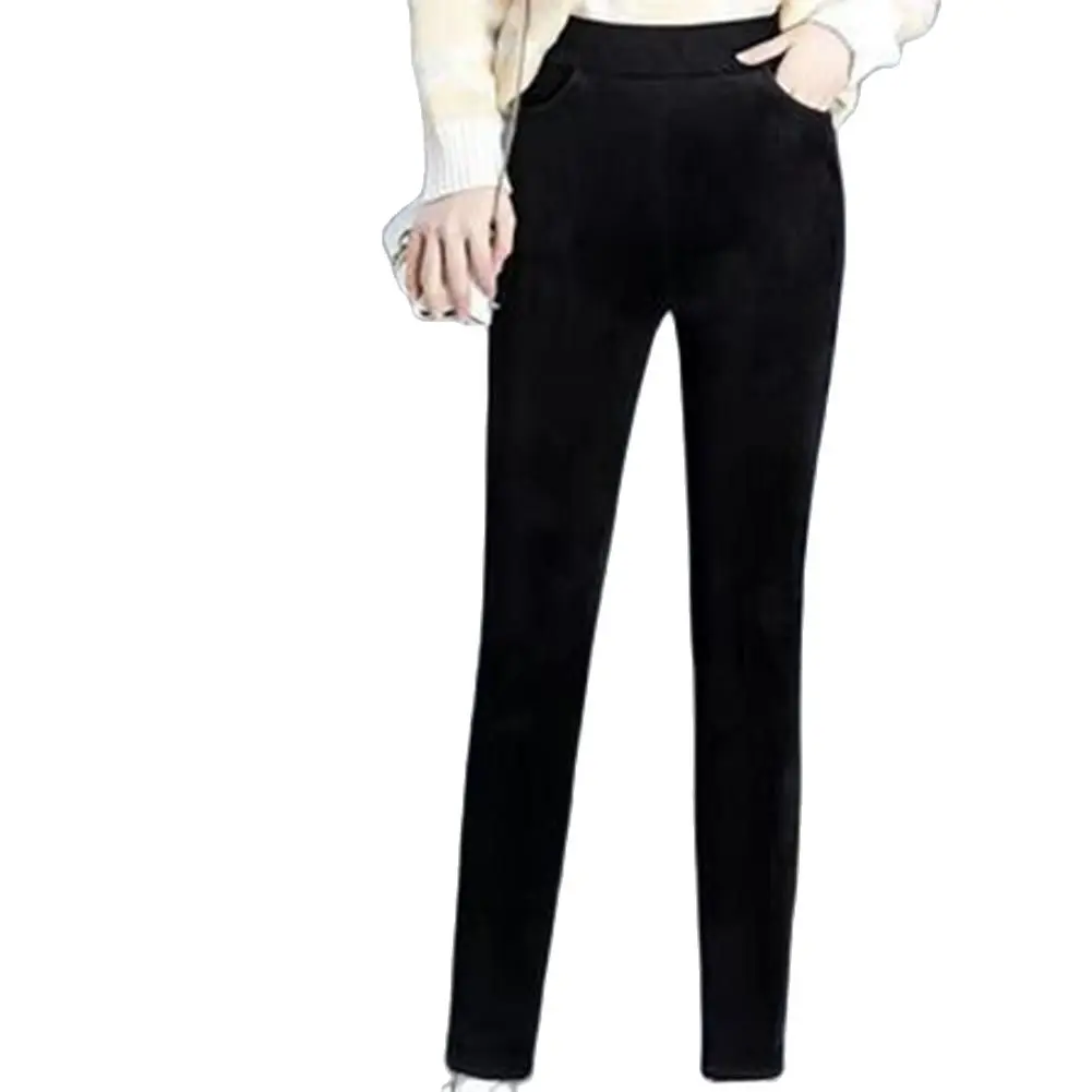 

Women Pants Plush Straight Mid Waist Trousers Autumn Sweatpants Korean Style Joggers Streetwear