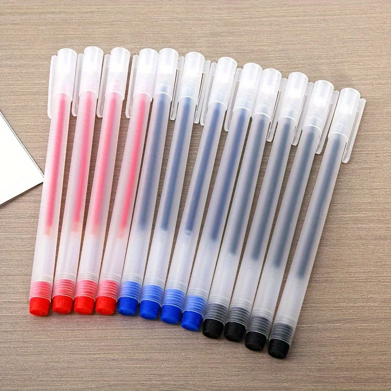 10 buah/set pena Gel tinta hitam merah biru 0.5mm pulpen menulis pena sederhana untuk perlengkapan alat tulis kantor sekolah