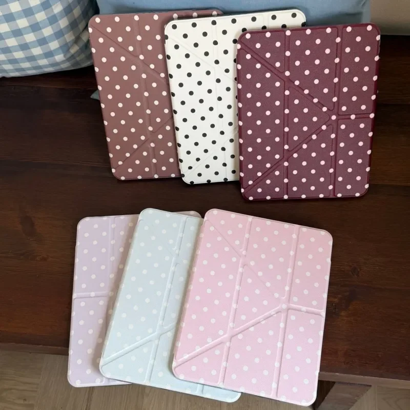 

Korea Colorful Polka Dots Y2K Tablet Case For iPad Pro 11 13 M2 M4 M3 10.2 5/6th 7/8/9/10/11th Mini 6 7 Air 3 4 5 6 Stand Cover