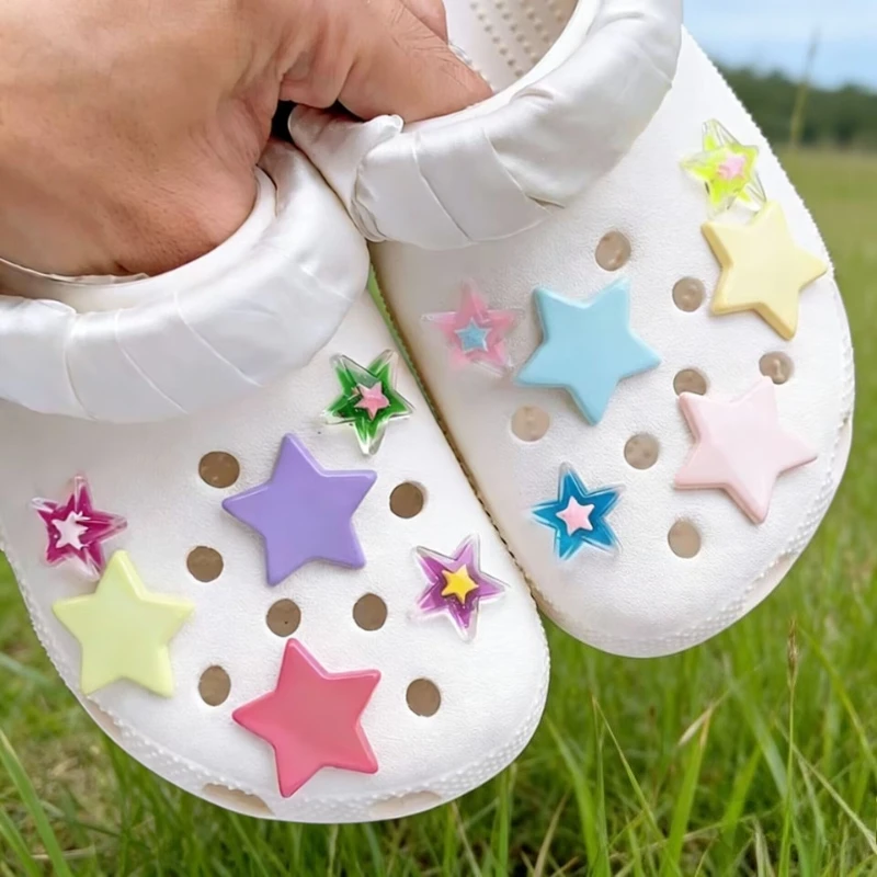 12PCS Shoe Charms Set ABS Fashion Colorful Pentagram Shoe De