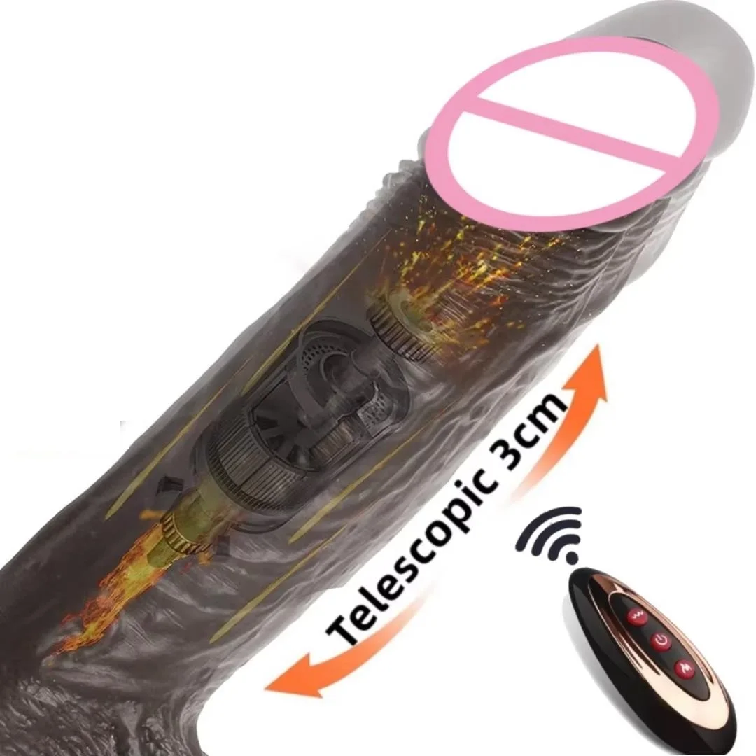 Thrusting Dildo Vibrator  with Swing&Heating Brown Realistic Dildo 10 Vibrations Strong Suction Cup for G Spot Anal Play