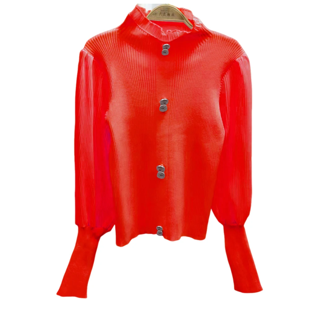 

Повседневный свитер с длинным рукавом, однобортный, однотонный, для женщин, винтажный, трикотажный, повседневный