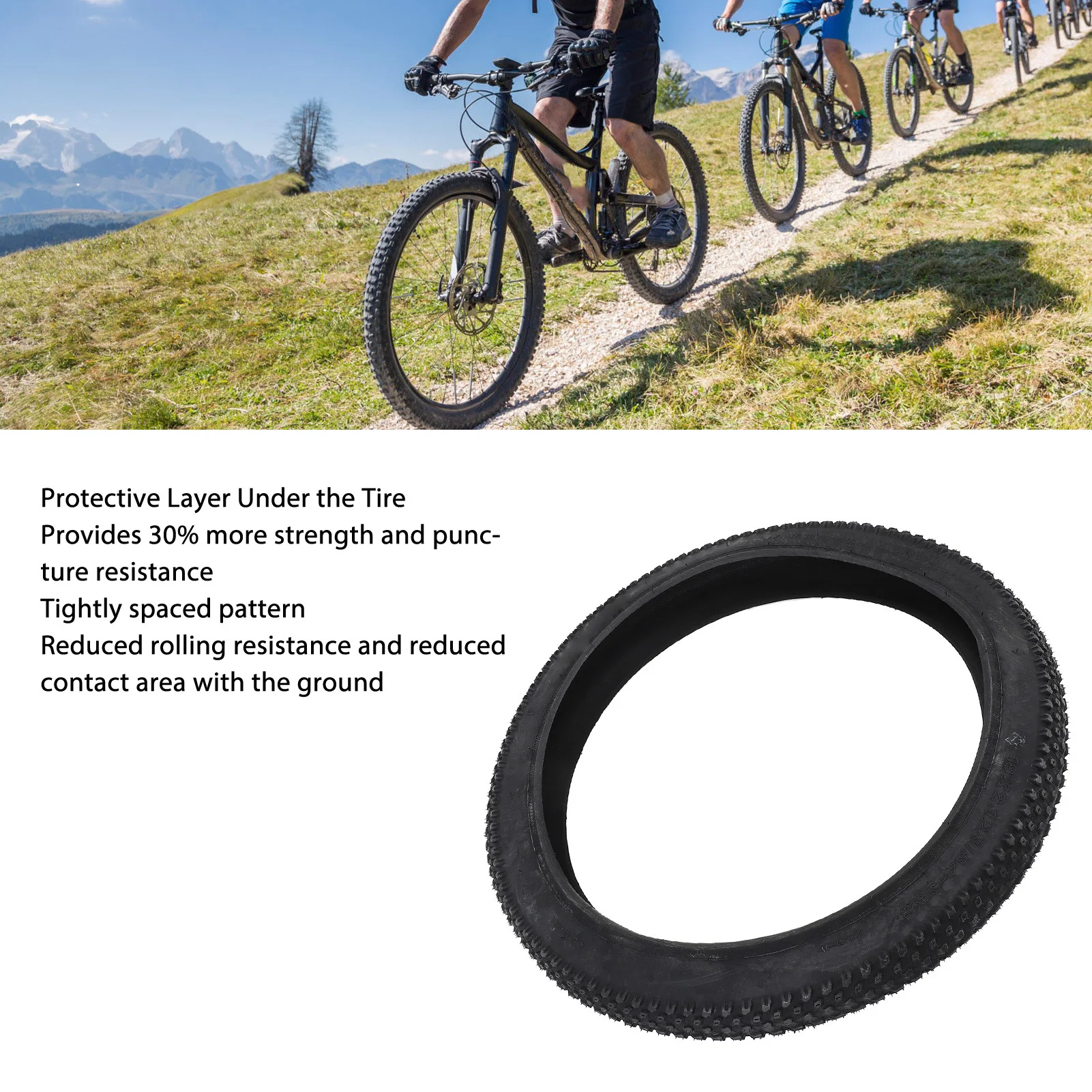 ZK30 Bike Outer Tyre Reduced Rolling Resistance High Traction Tread Rubber Replacement Bicycle Outer Tire for Cycling 18×2.125