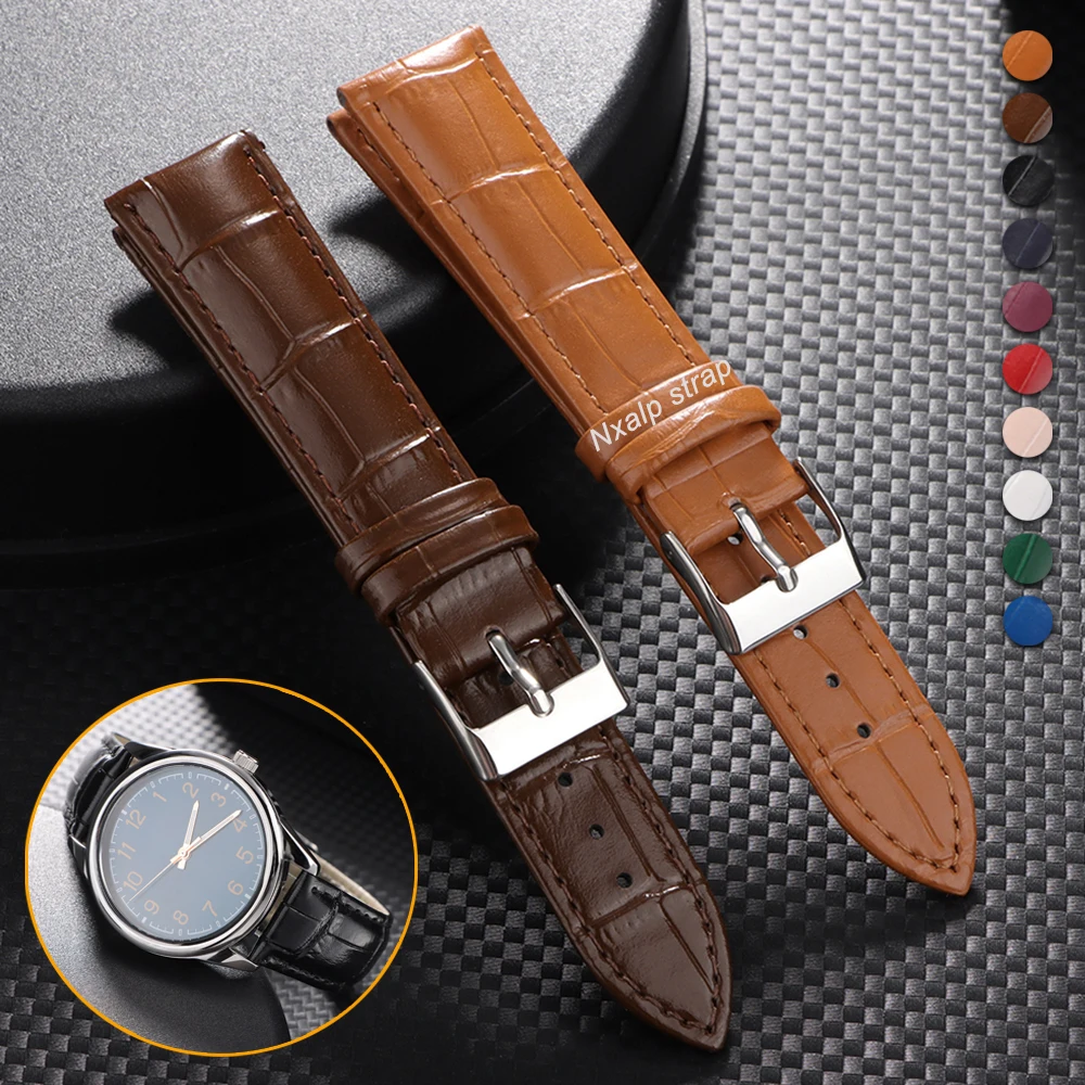 Calfskin Watch Strap Bamboo Joint Pattern 18mm 20mm 22mm Genuine Leather Watchband for Men Women Waterproof Bracelet Accessories