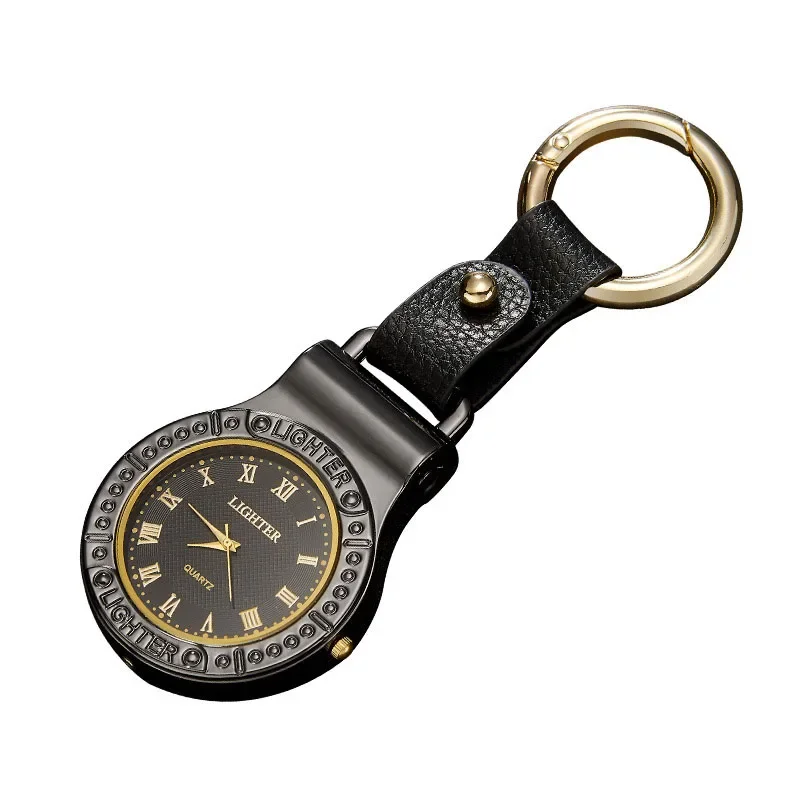 Outdoor Multifunctional Charging USB Pocket Watch Lighte r Flashlight Car Keychain Cigarette Accessories Camping Tool