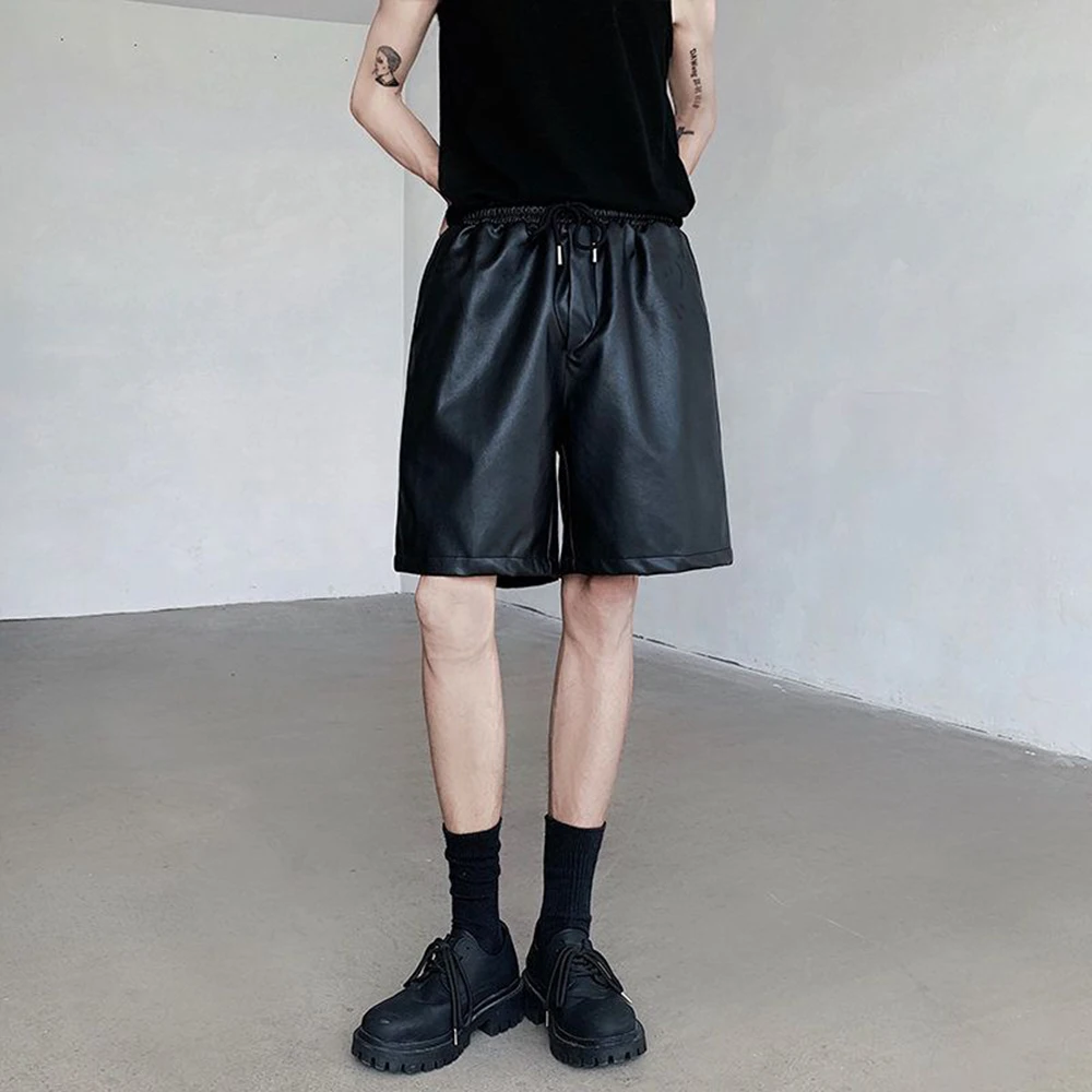 Mens Pu Leather Motorcycle Shorts Summer Streetwear Fashion Youth Outdoor Trendy Biker Casual Five-Point Pants Men'S Wear 2026
