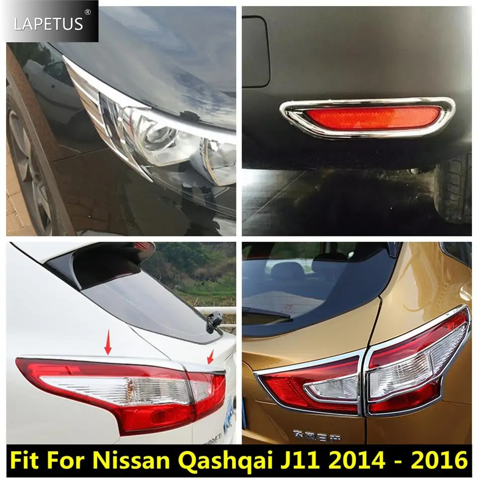 

Car Accessories Front Rear Tail Head Light Fog Lamp Eyebrow Eyelid Decor Cover Trim For Nissan Qashqai J11 2014 - 2016 Chrome