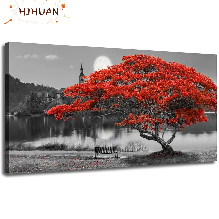 5D DIY Red tree, large decorative painting Diamond Painting Full Square drill Home Decoration Embroidery Handcraft Art Kits