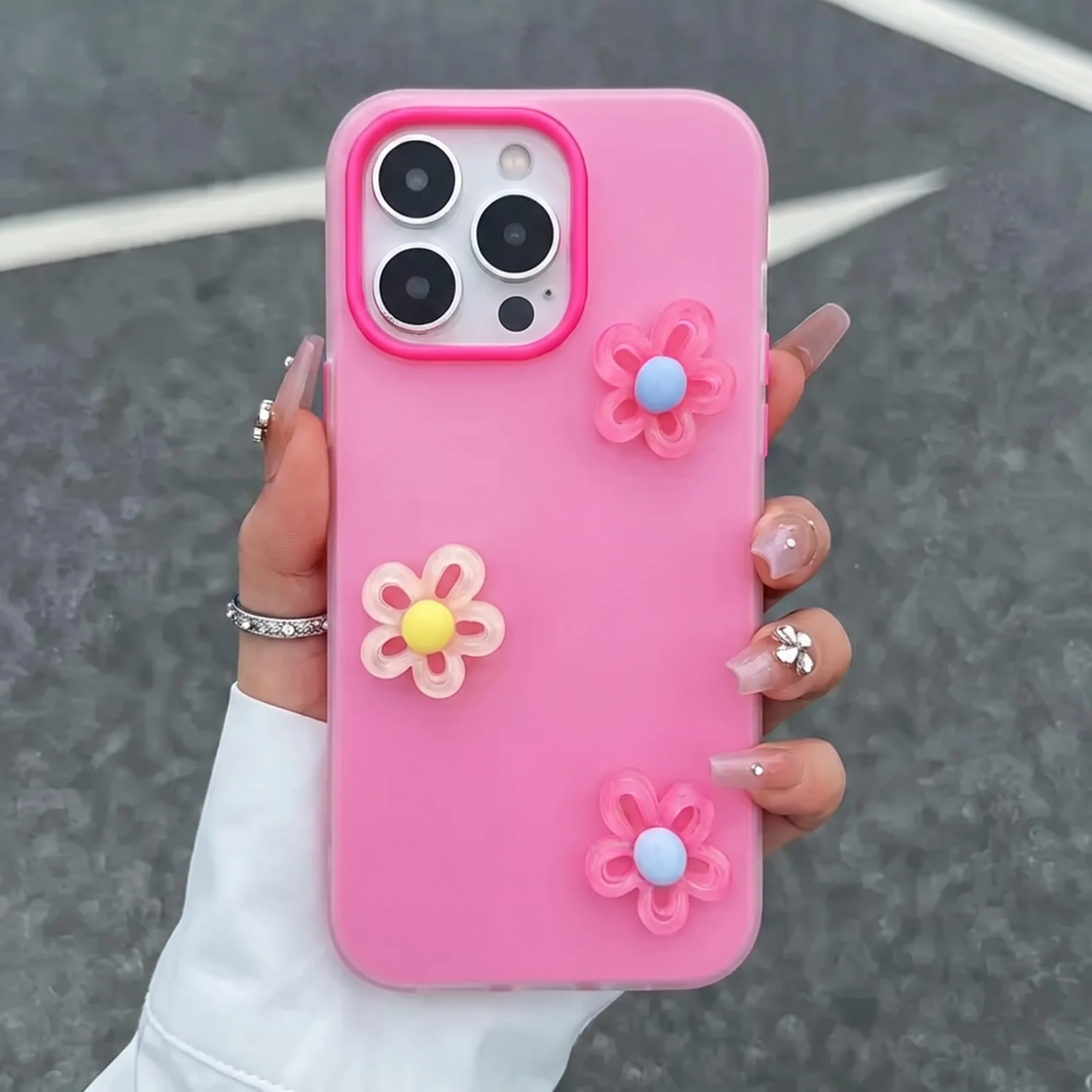 Bonbonfarbene 3D-DIY-Blumen-Handyhülle mit Lanyard für Xiaomi 14T 15T Pro 17 Pro Max 15 Pro 11 Lite 5G Stoßfeste Weiche INS-Hülle – Detail 5