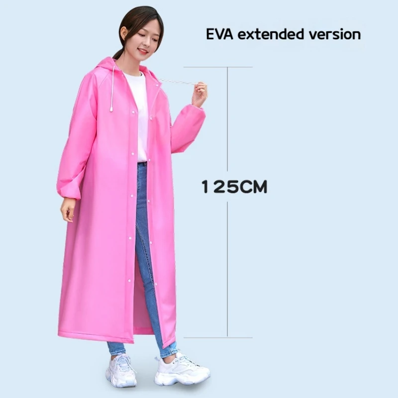 Non Disposable EVA Raincoat, Adult Thick Travel, Outdoor Cycling, Portable Raincoat, Drawstring, Hiking Raincoat