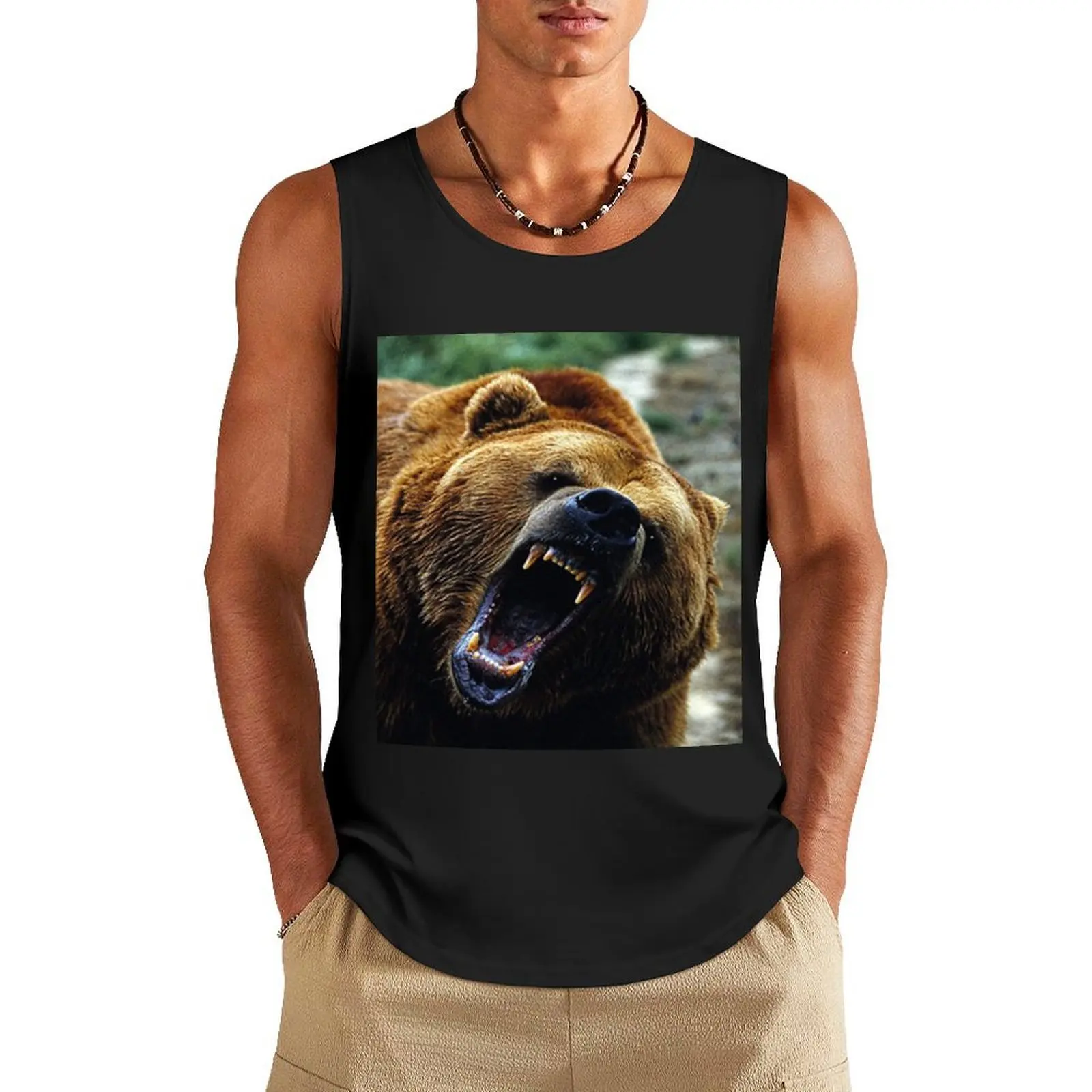 

Grizzly Bear Tank Top man sexycostume Men's sports t-shirt basketball clothing t shirt gym