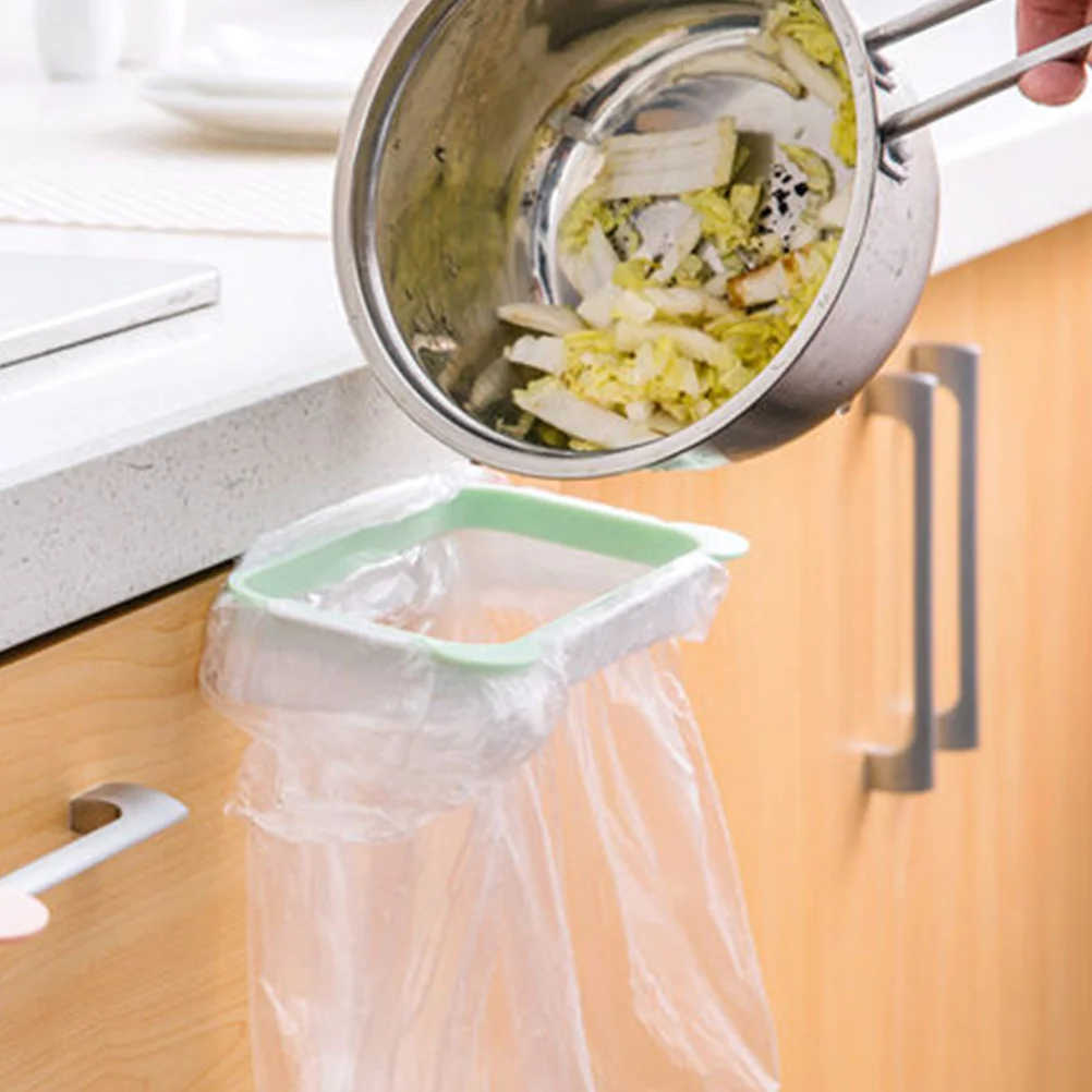 رف معلق للمطبخ مصنوع من مادة البولي بروبيلين السميكة باللون الأخضر وحامل كيس النفايات الخلفي لمنظم خزانة المكتب المنزلي والبلاستيك