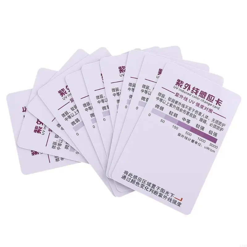 L4MB 10 PCS UV Light Lamp Life Paper Terrarium Terrarium UVB Test Card Outdoor Sunshine UV بطاقة اختبار قابلة للتكرار متينة