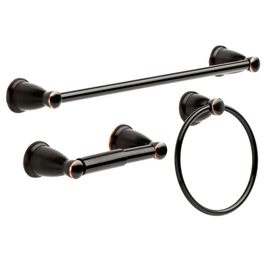 

Kinla 3Piece Bathroom Set Oil Rubbed Bronze 24 Towel Bar Rack, Toilet Paper Holder, Ring Hardware KIN3PCORB