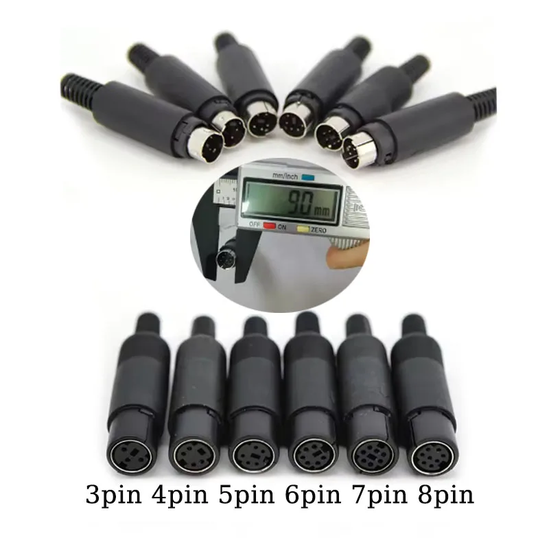 1PC Mini DIN Plug 3/4/5/6/7/8 PIN Chassis Cable Mount Male Female Socket 3-8Pin Welding Wire S Terminal Mini PS2 Male Connector