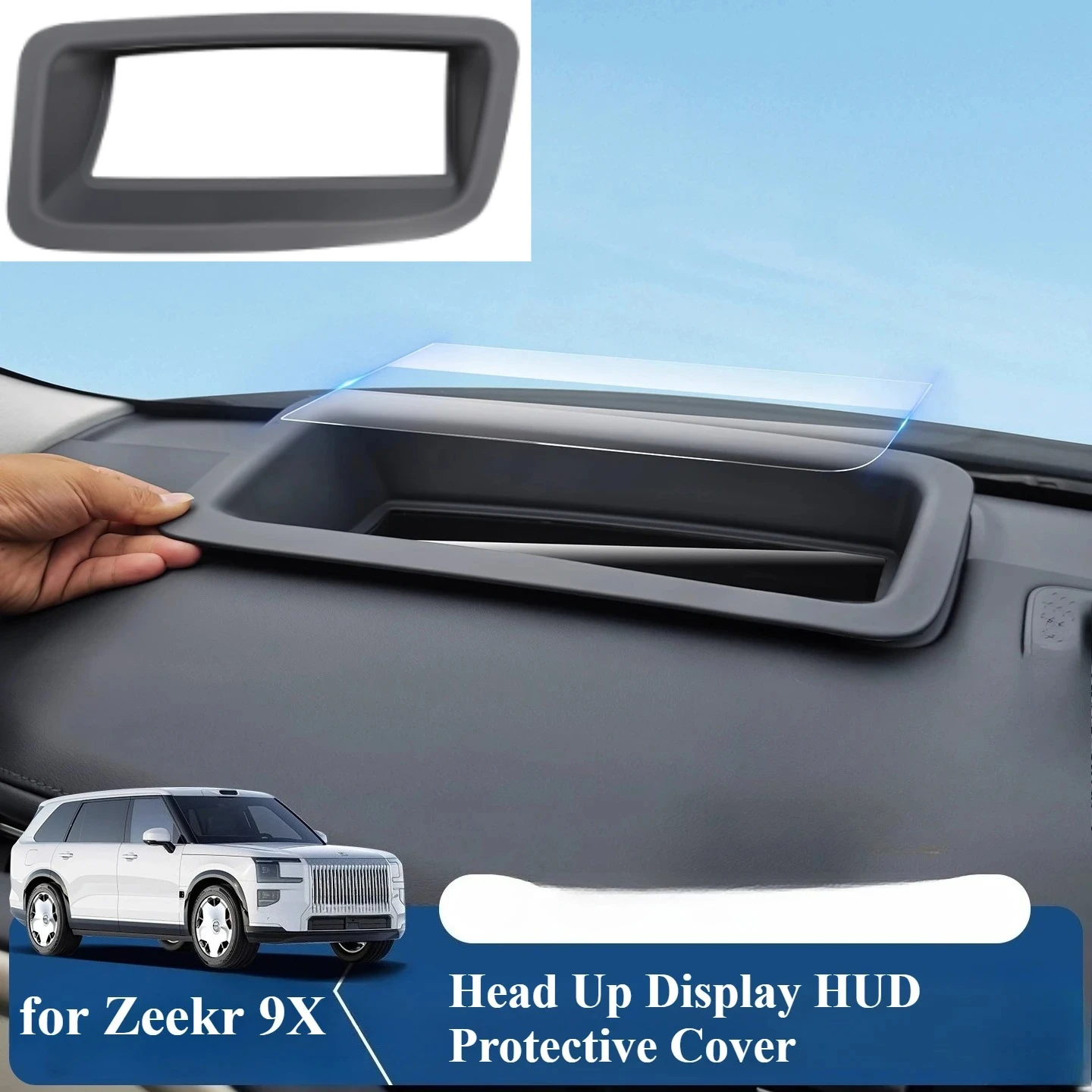 Car Dashboard HUD Display Protective Cover Head Up Display Dust Cover Frame Car Interior Modification Accessories for Zeekr 9X
