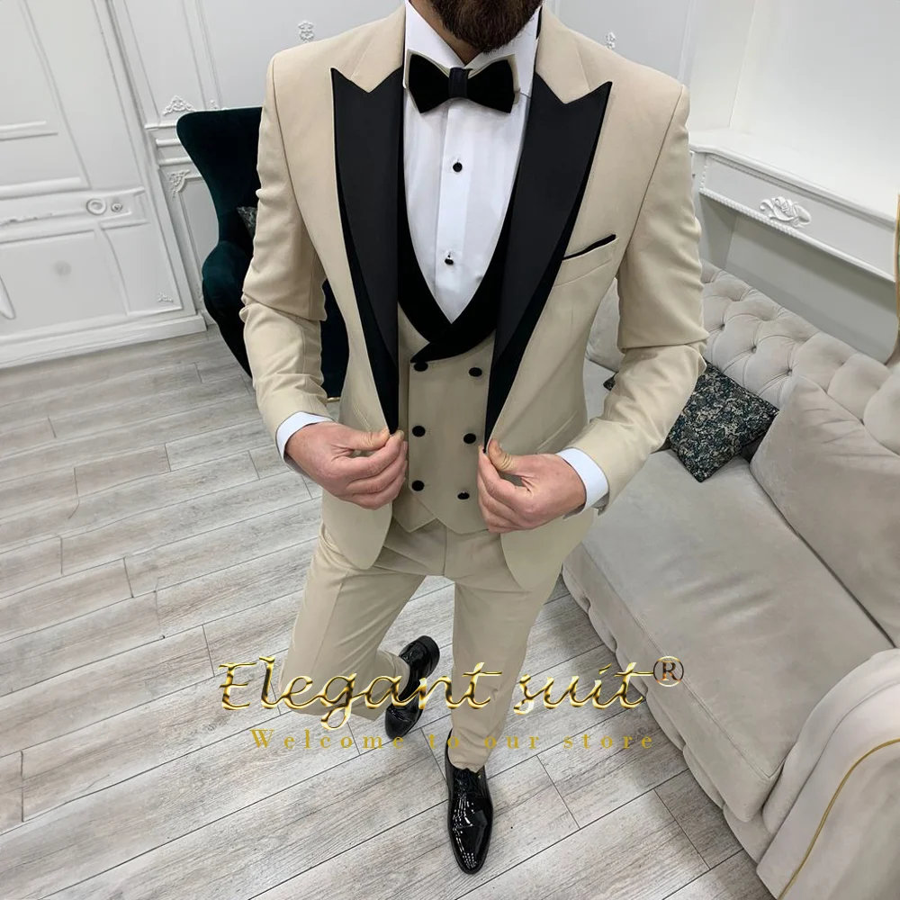 

Men's 3-piece Peak Lapel suit (jacket, vest and trousers) men's wedding party cocktail party formal occasion custom suit