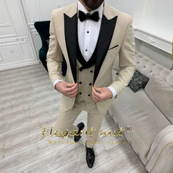 Men's 3-piece Peak Lapel suit (jacket, vest and trousers) men's wedding party cocktail party formal occasion custom suit