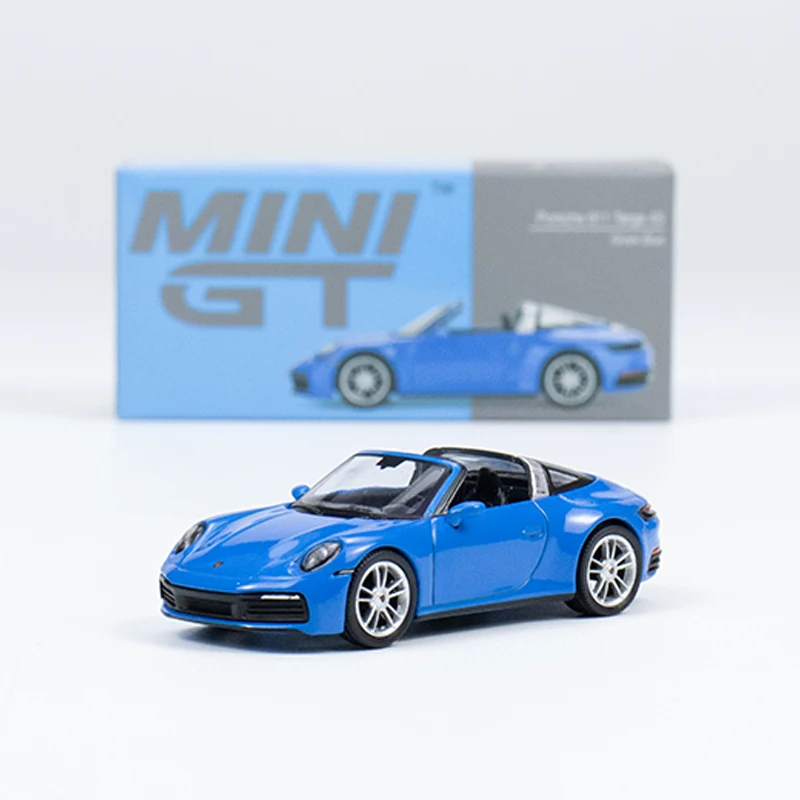 MINI GT 1:64โมเดลรถ911 Targa 4S อัลลอยหล่อตายฉลามสีน้ำเงิน #610