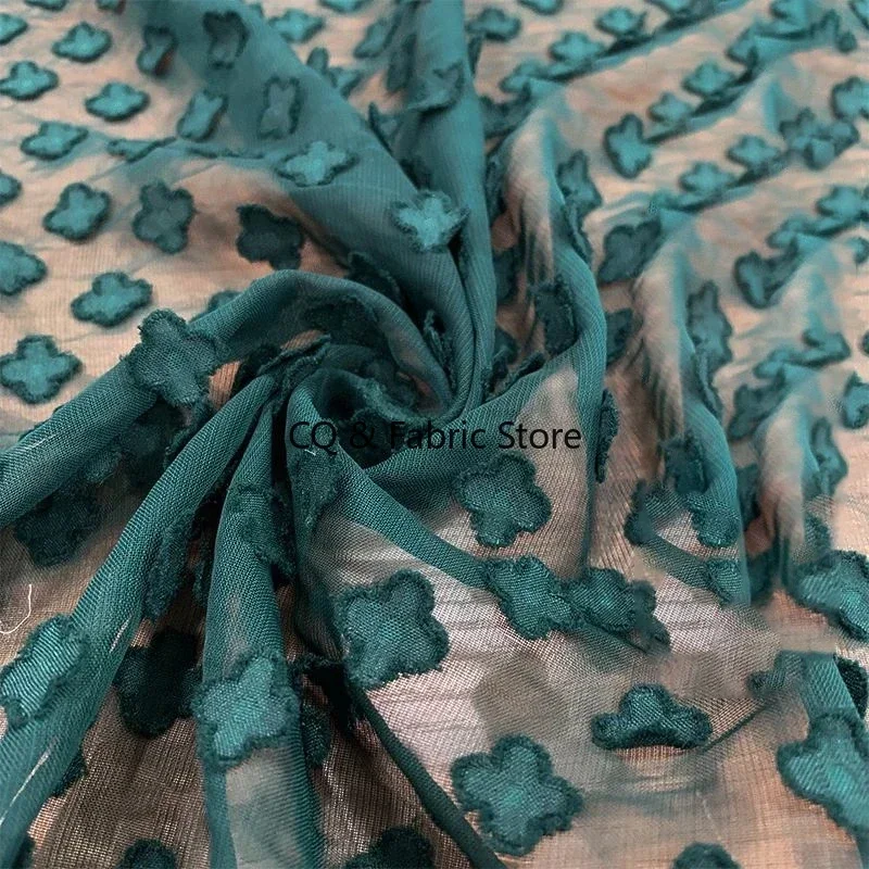 

Шифоновый четырехлистный клевер, жаккардовый крой, цветочный тюль, шифоновая ткань, одежда «сделай сам», модное женское платье-рубашка на метр