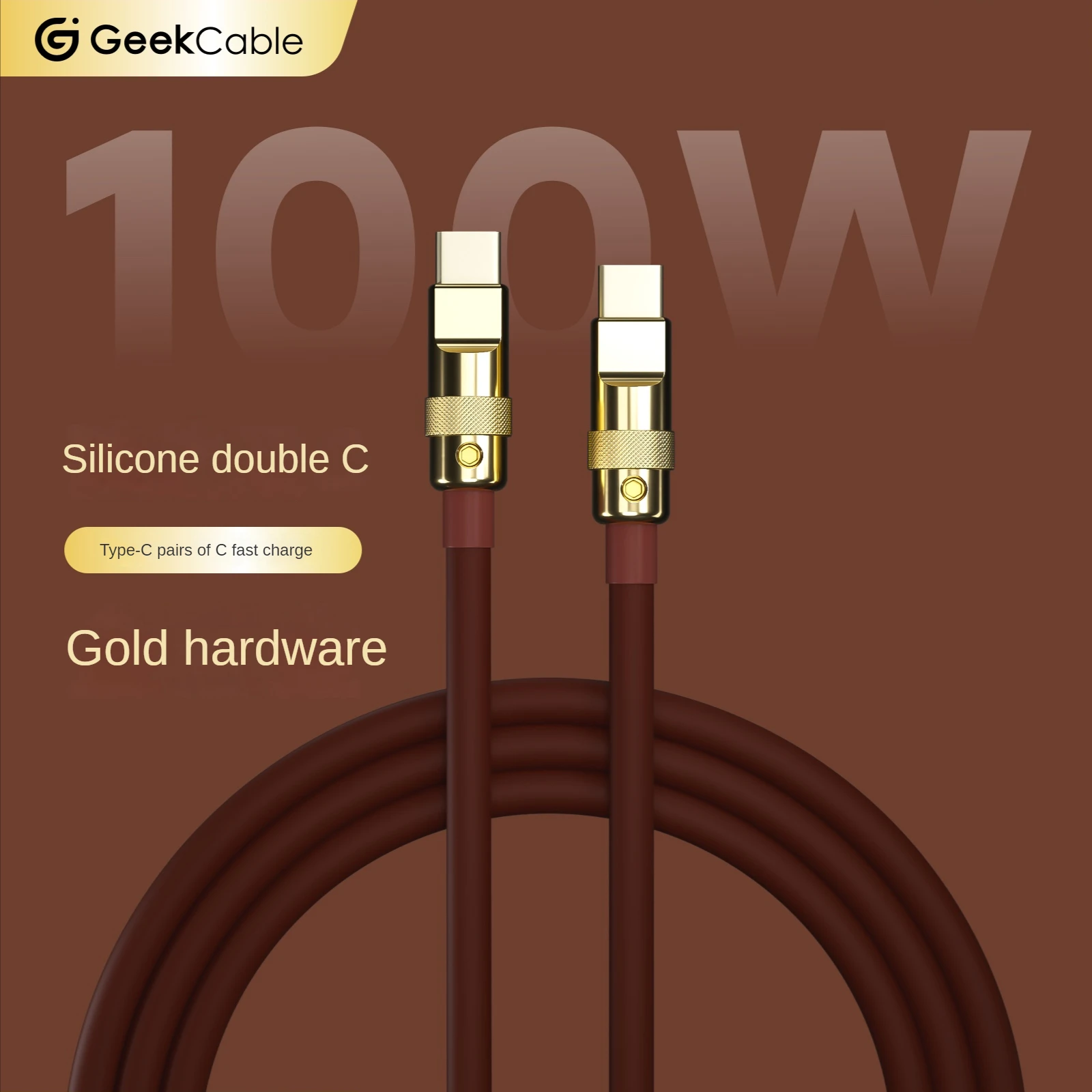 

GeekCable handmade TypeC to C mobile phone 100W Android charging cable macbook super soft silicone gold hardware