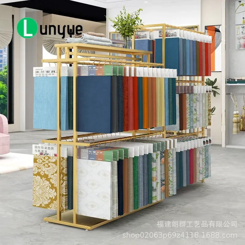Multi Layer Silk Scarf Display Rack Curtain Fabric Elevator Color Card Stand Sample Leather Exhibition Shelf Home Textile