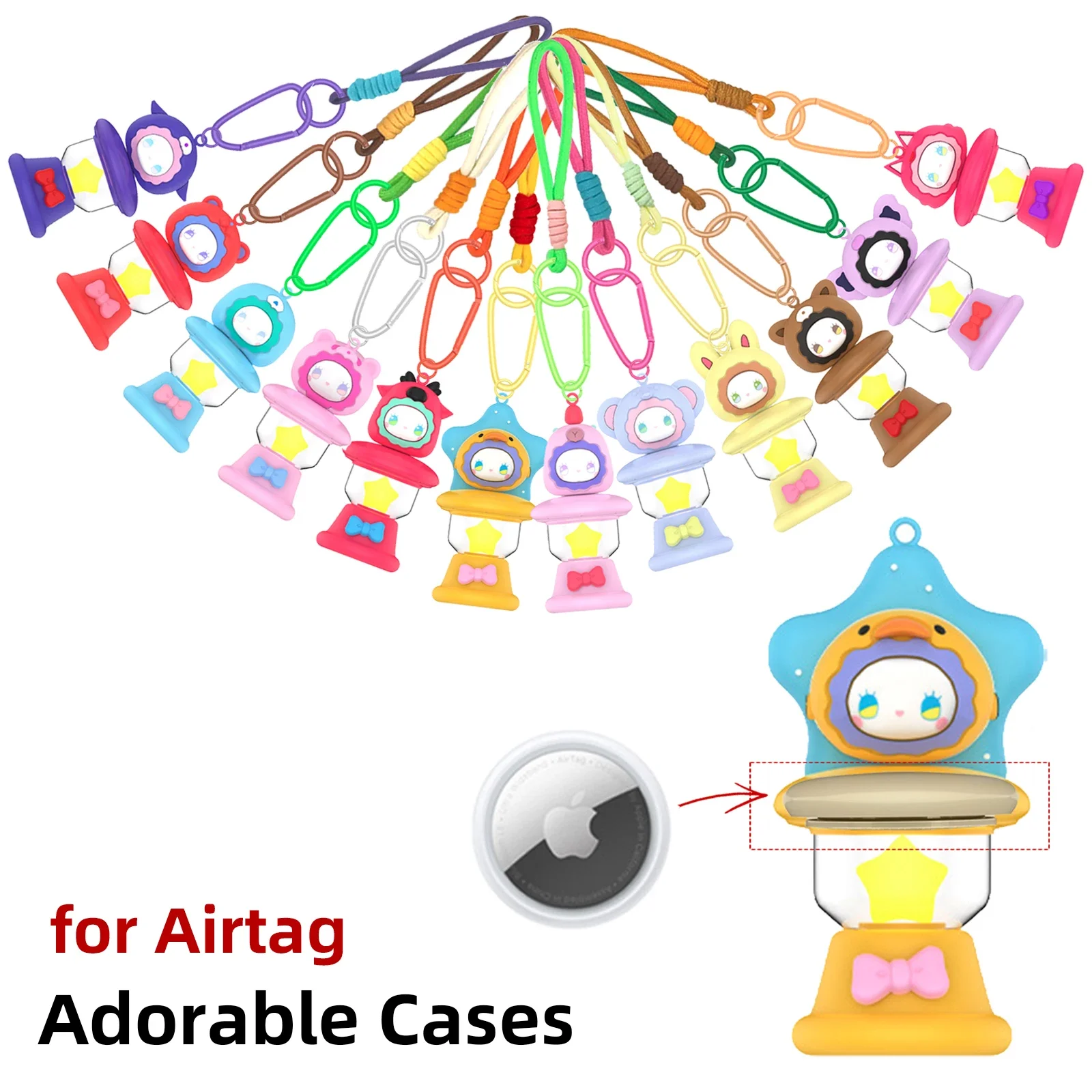 Etui na Apple AirTag z brelokiem, akcesoria z lampką nocną, uchwyt na lokalizator GPS zapobiegający zgubieniu dla dzieci, zwierząt, bagażu, plecaków.