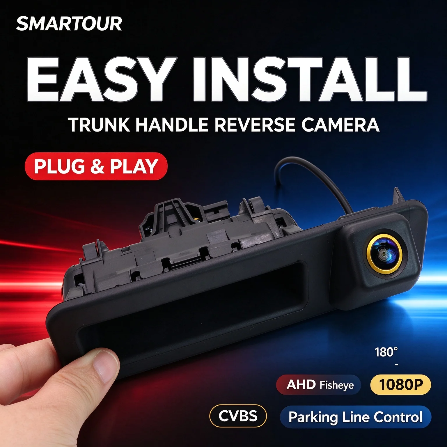 AHD 1080P Starlight Night Vision Trunk Handle Rear View Camera 180° Fisheye Waterproof Reverse Parking Camera for BMW 5 F10