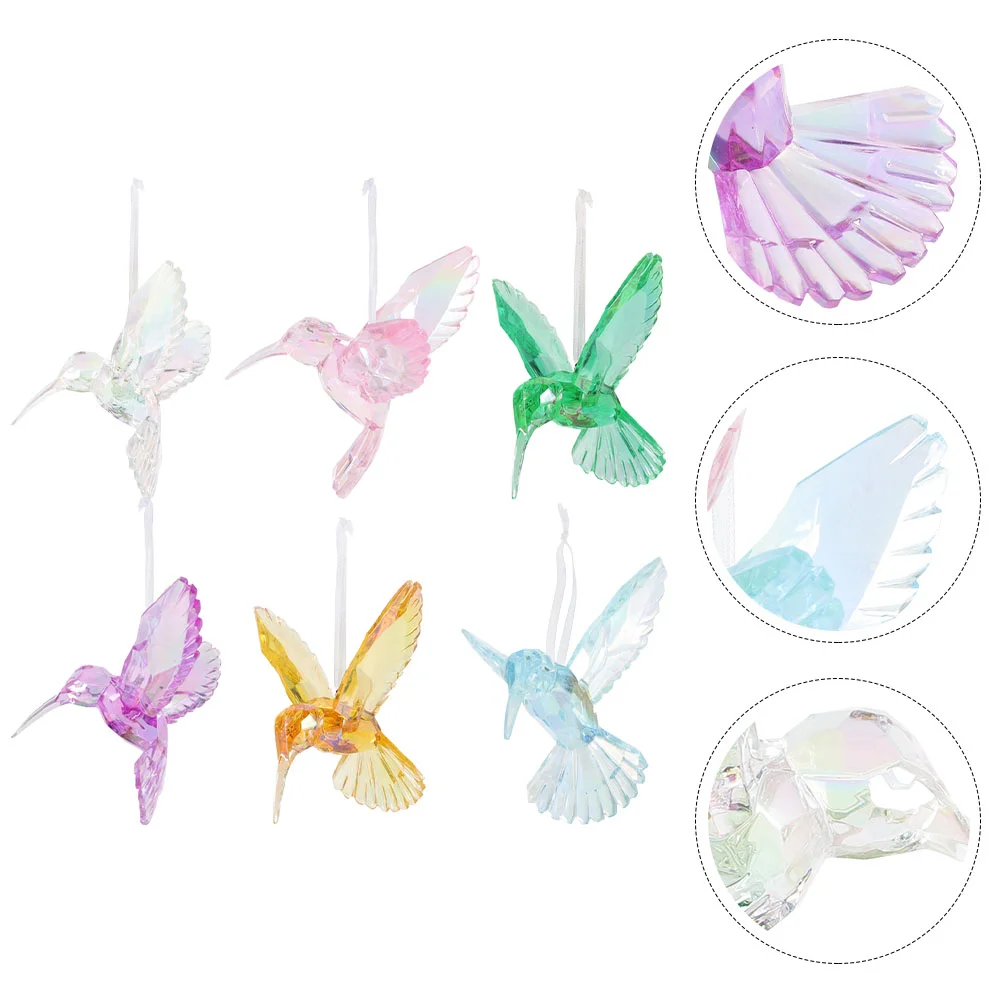 

Hummingbird Figurines Hanging Crystal Pendant Peacock Birds Modeling Decor Home Flying