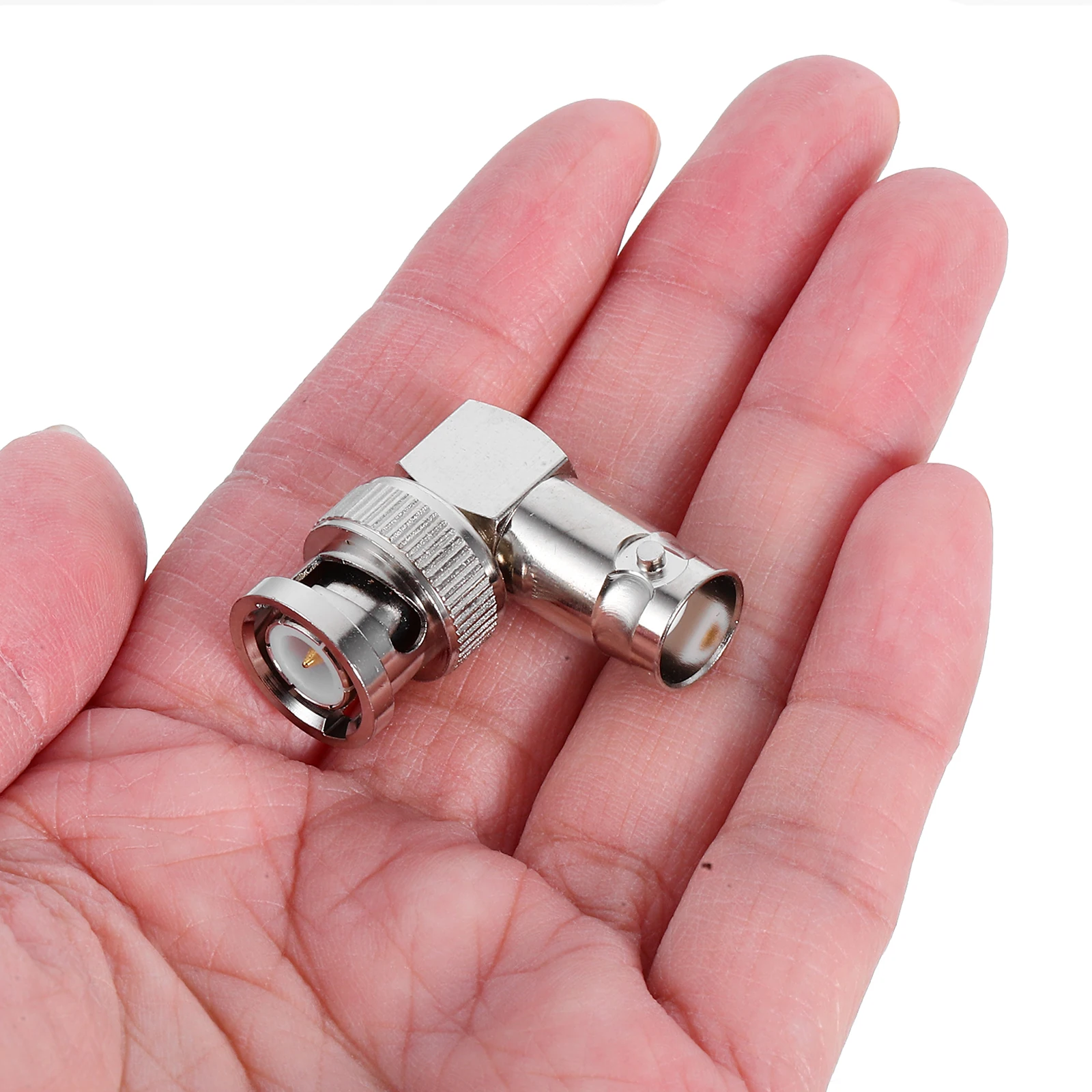 

2pcs Adapter Right Angle Male Female Connector 90 Degree Elbow Silver Nickel-plated Copper Compact Design Durable for Radio