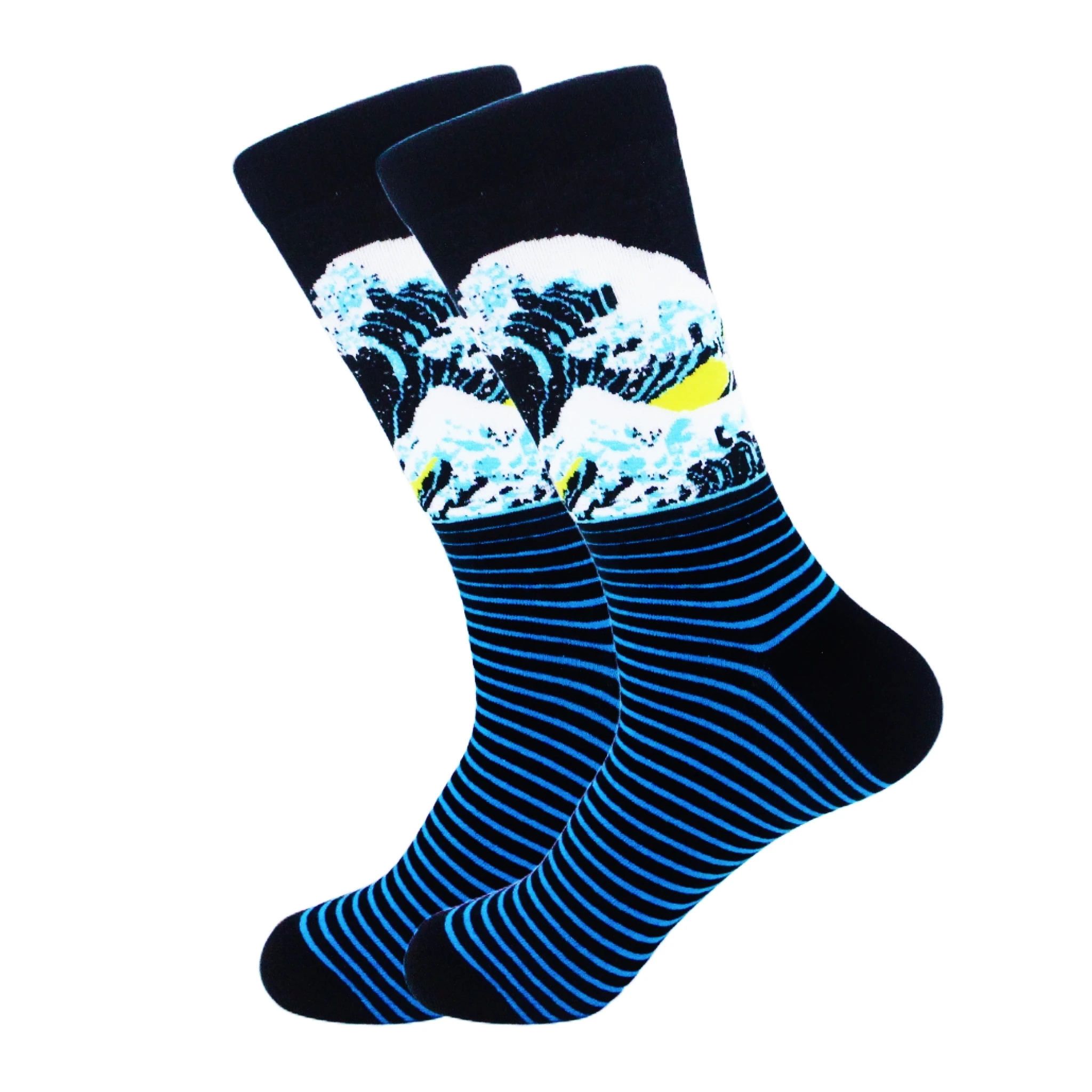 

1 Pair New Men's Retro Beach Pattern Mid-calf Socks