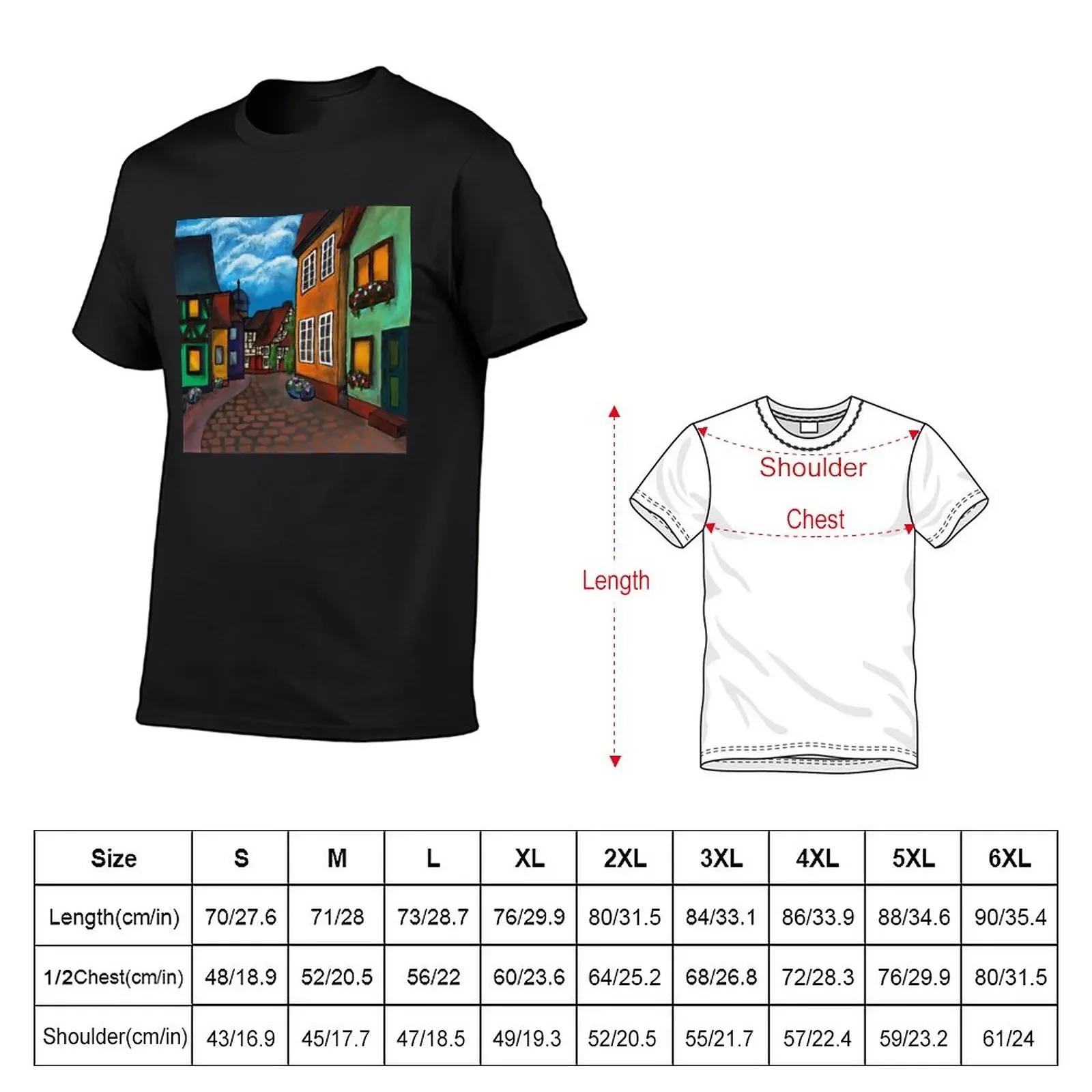 New Colourful village painting T-Shirt blondie t shirt sweat shirt tops tshirts for men