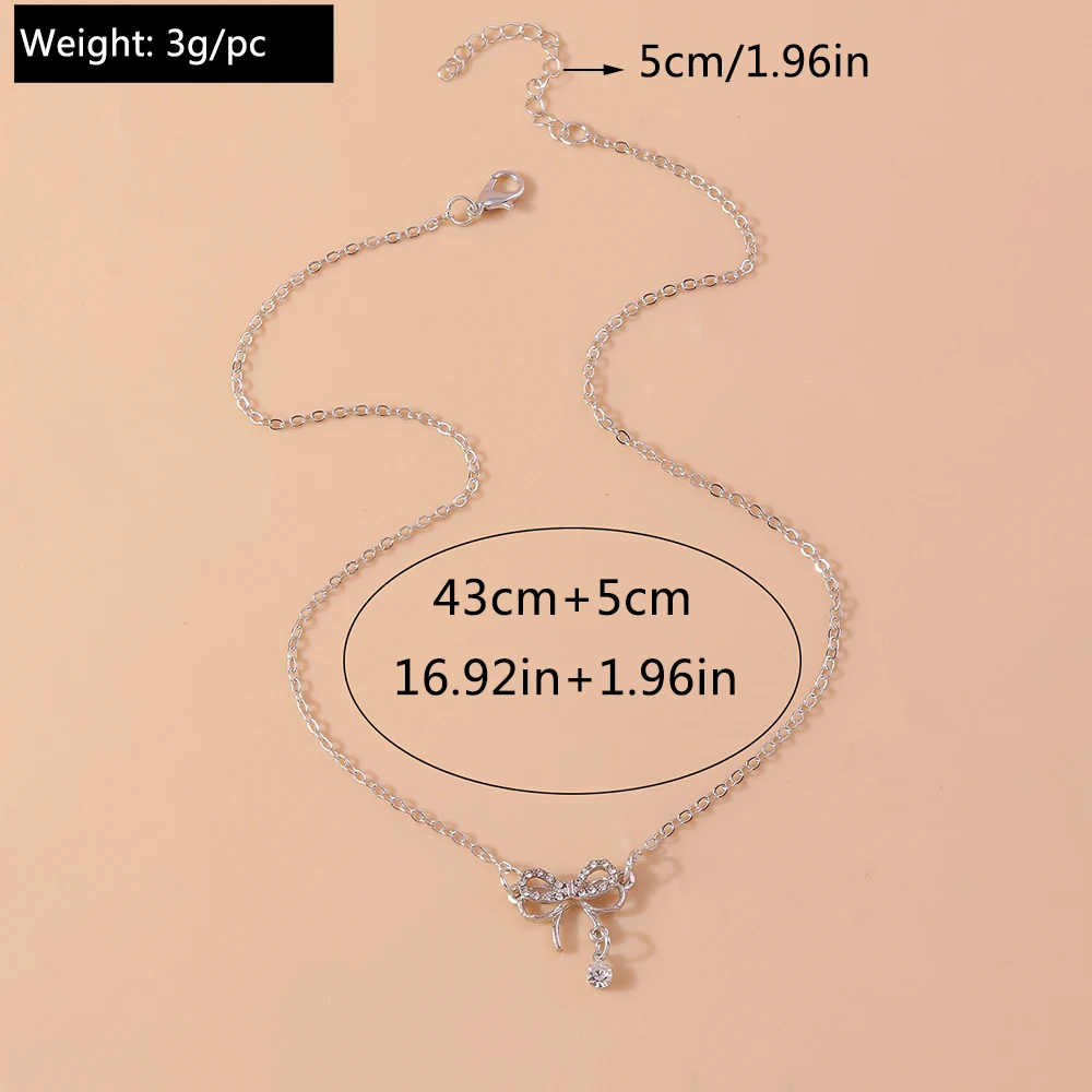 Aihua Korea Design Rosa Zirkon Kristall Bowknot Halsketten Mode Temperament Schlüsselbein Kette für Frauen Mädchen Trendy Schmuck Geschenke – Detail 8
