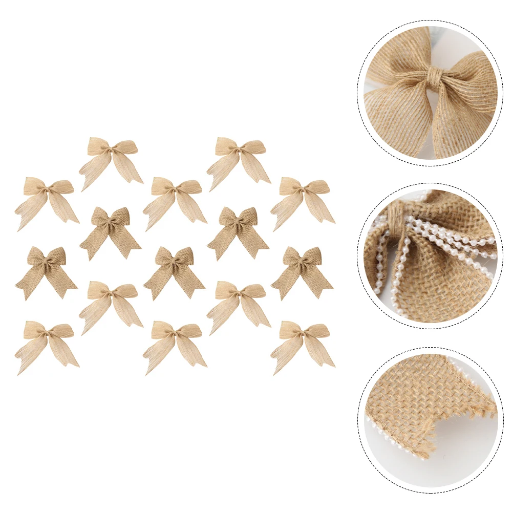 

15 Pcs Christmas Tree Bow Decoration Set Xmas Ornaments Bows Linen Party Supplies DIY Craft Bowknot